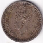 1944 One Rupee Lahore Mint Silver Coin - Image 2