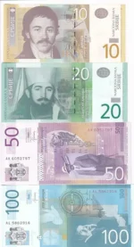Serbia 10 20 50 100 Dinara Four Unc Notes Set - Image 3