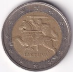 2 Euros 2015 of Lithuania Bi Metallic Coin