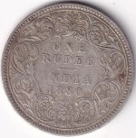 British India One Rupee 1880 Victoria Empress Silver Coin