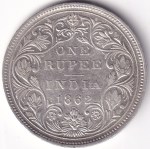 British India Victoria Queen 1862 One Rupee 10 Dots Silver Coin