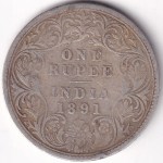 One Rupee of British India of 1891 Victoria Empress Silver Coin