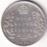 British India Half Rupee 1910 King Edward VII Silver Coin