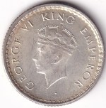 Quarter Rupee 1939 King George VI Silver Unc Coin - Image 2