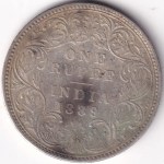 British India One Rupee 1889 Victoria Empress Silver Coin