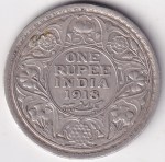 One Rupee 1918 Bombay Mint King George V Silver Coin