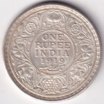 One Rupee 1919 Calcutta Mint King George V Silver Coin