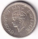 Silver 1/4 Rupee 1942 King George VI Calcutta Mint Unc Coin - Image 2