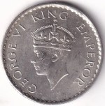 Silver 1/4 Rupee 1940 King George VI Bombay Mint Unc Coin - Image 2