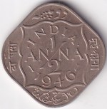 1/2 Anna of King George VI of 1946 Copper Nickel Coin