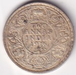 British India Two Annas 1916 Silver Coin