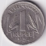 Republic India 1 Rupee of 1954 Nickel Coin