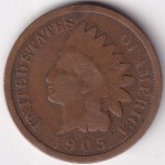 Indian Head One Cent of United States of 1905 Bronze Coin