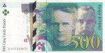 500 Francs of France of 1998 Marie Curie and Pierre Curie Note