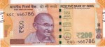 200 Rupees 666786 Fancy Number Unc Note