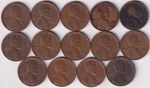 United States 1 Cent Wheat 1940 to 1948 Years Wise and Mint Wise 14 Coins Lot