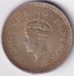 1944 One Rupee Bombay Mint Silver Coin - Image 2