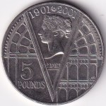 5 Pounds of 100th anniversary of the death of Queen Victoria Copper Nickel Coin