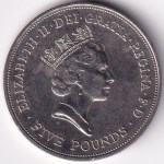 5 Pounds of 90th anniversary of the birth of the Queen Mother Copper Nickel Coin - Image 2