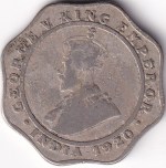 British India 4 Annas 1920 Bombay Mint Coin