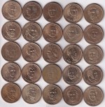 United States Presidential 1 Dollar 25 Different Coins Set