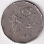 2 Rupees 2004 Kolkata Mint Copper Nickel Coin
