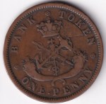 1857 Bank of Upper Canada One Penny Token Copper Coin - Image 2