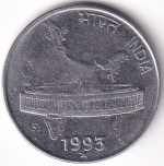 50 Paise 1993 Hyderabad Mint Stainless Steel Extra Fine Coin