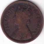 1895 India 1/2 Pice Coin Queen Victoria Empress Bronze British India Coin - Image 2