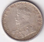 British India Two Annas King George V 1917 Silver Coin - Image 2