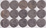 Australia 50 Cents Large Size Copper Nickel 15 Different Coins Lot - Image 2