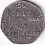 2005 UK 50 Pence Samuel Johnson Dictionary Coin