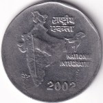 Error 2 Rupees 2002 Kolkata Mint OMS Stainless Steel Coin