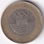 1000 Pesos 2016 Colombia Bi Metallic Coin