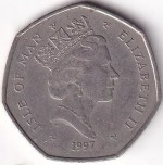 1997 Isle of Man TT Motorcycle Races 50 Pence Coin - Image 2
