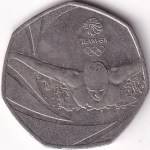 2016 UK 50 Pence Team GB Swimming Olympic Coin