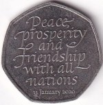 UK 50 Pence 2020 Peace Prosperity and Friendship Coin