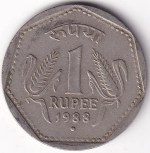 Copper Nickel One Rupee 1988 Noida Mint Coin