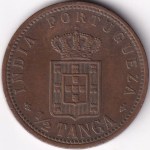1901 Portuguese India 1/2 Tanga Coin Carlos I Bronze Goa Issue - Image 2