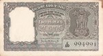 Two Rupees P C Bhattacharya Signed Olive Green Corner Stain Marks Note