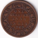 British India Quarter Anna 1909 Edward VII Coin