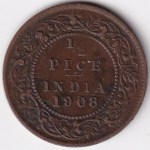 British India 1/2 Pice 1908 King Edward VII Copper Coin