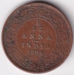 1/12 Anna 1886 of British India of Victoria Empress Copper Coin