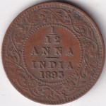 1/12 Anna 1893 of British India of Victoria Empress Copper Coin