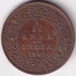 1/12 Anna 1901 of British India of Victoria Empress Copper Coin
