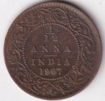 1/12 Anna 1907 of British India of King Edward VII Copper Coin