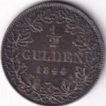 1/2 Gulden of 1844 of Kingdom of Bavaria Louis I Silver Coin