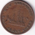 New Brunswick Half Penny 1843 Victoria Copper Token Coin