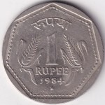 One Rupee 1984 Hyderabad Mint Nickel Coin