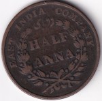 1835 East India Company Half Anna Copper Coin